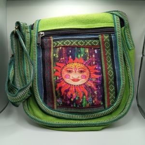 Boho Vibrant  100%cotton Sun Crossbody sadle purse, made in Napal